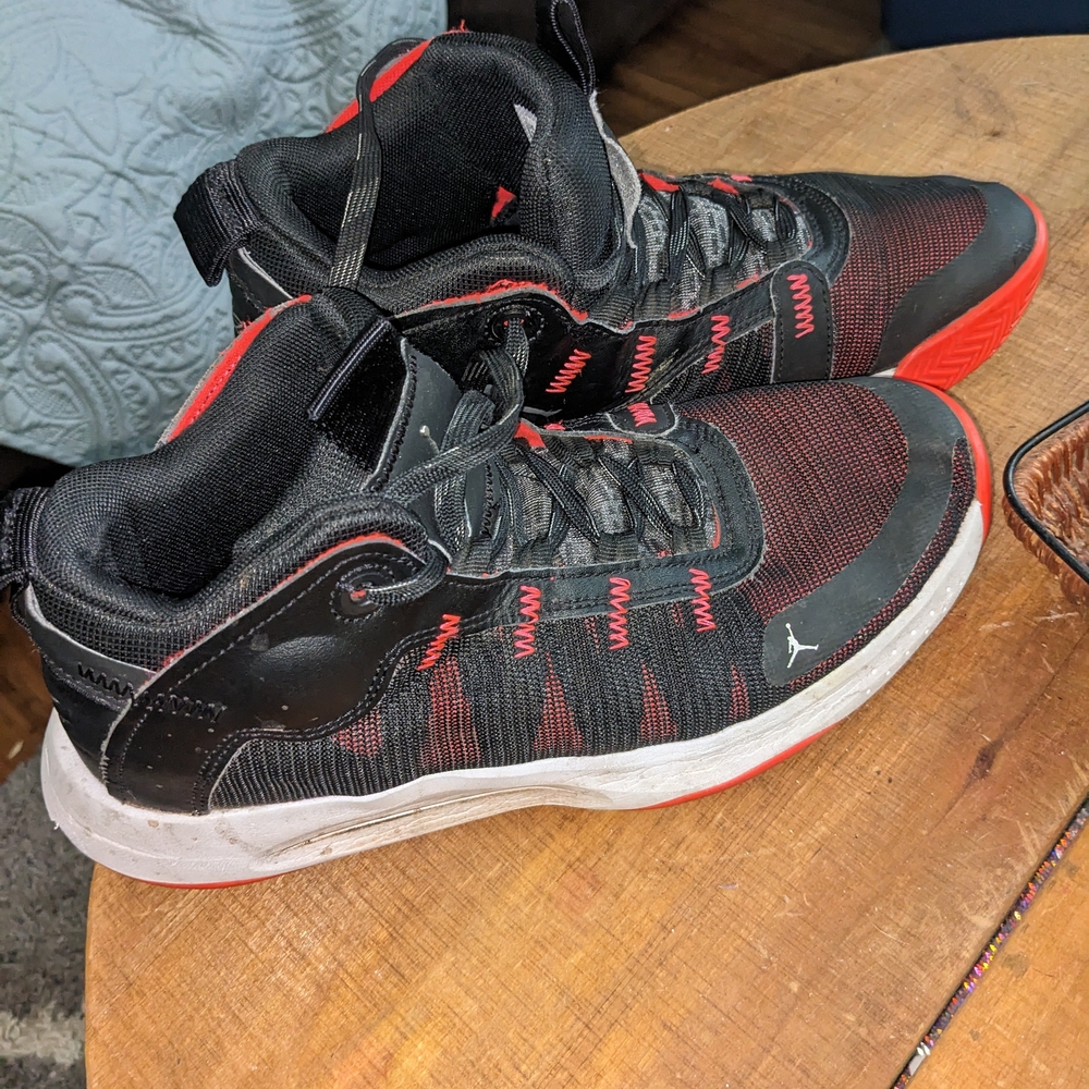 Jordan Black and Red Athletic Sneakers